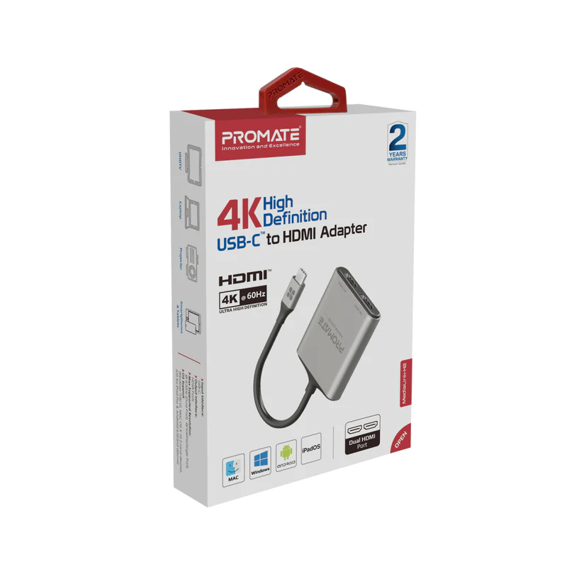 Promate MediaLink-H2 USB-C to Dual HDMI Adapter 4K HDR Thunderbolt 4 Promate MediaLink-H2 USB-C to Dual HDMI Adapter 4K HDR Thunderbolt 4